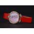 Omega Ladies Watch Pink Dial Gold Case With Diamonds Red Leather Strap  622831 Replica