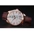 Swiss Omega DeVille Tresor White Dial Gold Case Brown Leather Strap  622846