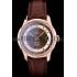 Omega Swiss DeVille Rose Gold Bezel Brown Leather Strap 7614