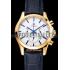 Cheap Omega Chronograph White Dial Gold Case Blue Leather Strap