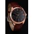 Cheap Omega Tresor Master Co-Axial Black Dial Rose Gold Case Brown Leather Strap