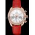 Omega Speedmaster White Dial Rose Gold Case Diamond Bezel Red Leather Strap Replica