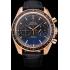 Omega Speedmaster Black Dial Gold Case Black Leather Strap  622809 Replica