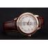 Omega De Ville Prestige White Dial Rose Gold Case Brown Leather Strap