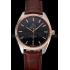 Cheap Omega Globemaster Black Dial Rose Gold Bezel Stainless Steel Case Brown Leather Strap