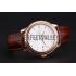 Omega De Ville Prestige Co-Axial White Dial Rose Gold Case Brown Leather Strap Roman Numeral Replica