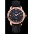 Omega De Ville Prestige Co-Axial Black Dial Rose Gold Diamond Case Black Leather Strap Roman Numeral