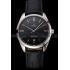 Omega Tresor Master Co-Axial Black Dial Stainless Steel Case Black Leather Strap Replica