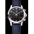 Omega Chronograph Black Dial Stainless Steel Case Blue Leather Strap