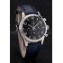 Omega Chronograph Black Dial Stainless Steel Case Blue Leather Strap