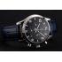 Omega Chronograph Black Dial Stainless Steel Case Blue Leather Strap