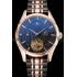 Replica Omega De Ville Moonphase Tourbillon Black Dial Rose Gold Case Two Tone Rose Gold Black Bracelet