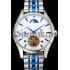 Omega De Ville Moonphase Tourbillon White Dial Stainless Steel Case Two Tone Steel Blue Bracelet