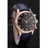 Cheap Omega Chronograph Black Dial Rose Gold Case Blue Leather Strap