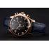 Cheap Omega Chronograph Black Dial Rose Gold Case Blue Leather Strap