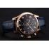 Cheap Omega Chronograph Black Dial Rose Gold Case Blue Leather Strap