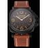 Swiss Panerai Luminor Brown Dial Black PVD Case Brown Leather Strap 1453856 Replica