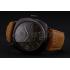 Swiss Panerai Radiomir Black Seal Brown Dial Black Case Brown Leather Strap