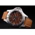 Panerai Luminor Brushed Stainless Steel Case Brown Dial Brown Leather Strap