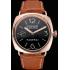 Panerai Radiomir Rose Gold Case Black Dial Brown Leather Strap 98134 Replica