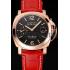 Swiss Panerai Luminor Marina Black Dial Rose Gold Case Red Leather Strap