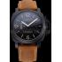 Replica Panerai Luminor Marina Black Dial Matte Black Steel Case Brown Suede Leather Strap