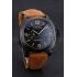 Replica Panerai Luminor Marina Black Dial Matte Black Steel Case Brown Suede Leather Strap