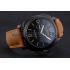 Replica Panerai Luminor Marina Black Dial Matte Black Steel Case Brown Suede Leather Strap