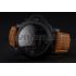 Swiss Panerai Luminor GMT Ceraica Black Dial Black Case Brown Leather Strap Replica