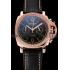 Replica Panerai Radiomir 8 Days Chronograph Black Dial Diamond Bezel Rose Gold Case Black Leather Strap 1453798