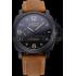 Replica Panerai Luminor Marina 1950 Black Dial Matte Black Steel Case Brown Suede Leather Strap