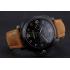 Replica Panerai Luminor Marina 1950 Black Dial Matte Black Steel Case Brown Suede Leather Strap