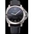 Cheap Panerai Luminor Marina 1950 Black Dial Brushed Steel Case Black Embossed Leather Strap