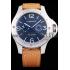 Panerai Luminor Brushed Stainless Steel Case Blue Dial Brown Leather Strap