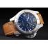 Panerai Luminor Brushed Stainless Steel Case Blue Dial Brown Leather Strap