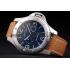 Panerai Luminor Brushed Stainless Steel Case Blue Dial Brown Leather Strap