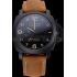 Panerai Luminor 1950 GMT Ceramica Black Dial Matte Black Case Brown Suede Leather Strap Replica