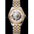 Swiss Patek Philippe Calatrava Openworked Stainless Steel Case Gold Bezel Two Tone Bracelet