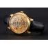 Swiss Patek Philippe Complications Openworked Dial Gold Case Black Leather Strap