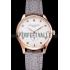 Patek Philippe Calatrava White Dial Diamond Markings Rose Gold Case Gray Leather Strap Replica