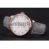 Patek Philippe Calatrava White Dial Diamond Markings Rose Gold Case Gray Leather Strap Replica