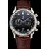 Replica Patek Philippe Chronograph Black Dial With Diamonds Stainless Steel Case Brown Leather Strap