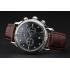 Replica Patek Philippe Chronograph Black Dial With Diamonds Stainless Steel Case Brown Leather Strap