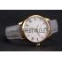 Patek Philippe Calatrava White Dial Gold Case Gray Leather Strap