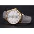 Patek Philippe Calatrava White Dial Gold Case Gray Leather Strap