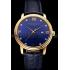 Patek Philippe Calatrava Date Blue Embossed Dial Gold Case Blue Leather Strap Replica