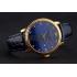 Patek Philippe Calatrava Date Blue Embossed Dial Gold Case Blue Leather Strap Replica