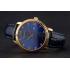 Patek Philippe Calatrava Date Blue Embossed Dial Gold Case Blue Leather Strap Replica