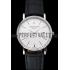 Patek Philippe Calatrava White Dial Ribbed Bezel Stainless Steel Case Black Leather Strap