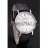 Patek Philippe Calatrava White Dial Ribbed Bezel Stainless Steel Case Black Leather Strap